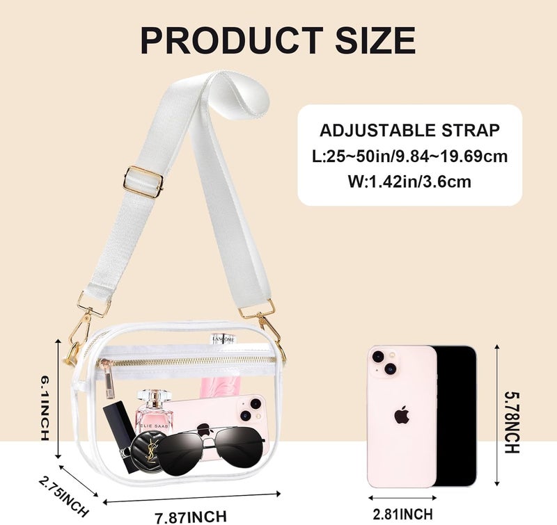 Fibrdoo Clear Bag Stadium Approved, Leather Clear Crossbody Purse Bag for Concerts Sports Events Festivals - Image 3